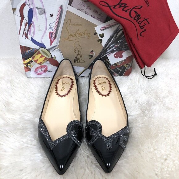 Christian Louboutin PIGALOVE 20ANS Crystal Follies Degrastrass Strass Flat 39.5 - Picture 3 of 9